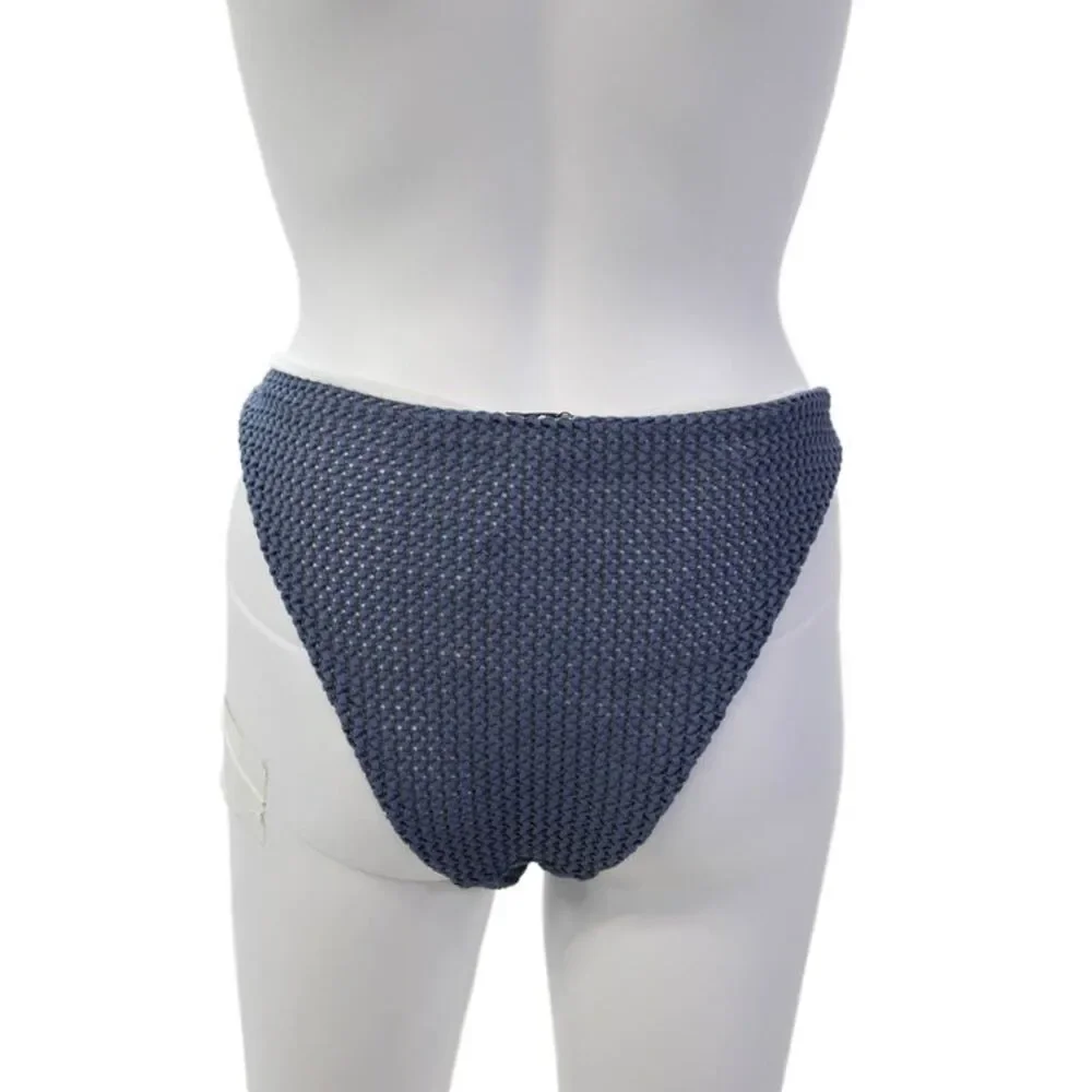 ONIA Womens Swimwear Ashley Crochet Pull-On Bikini Bottom Solid Blue Size XL